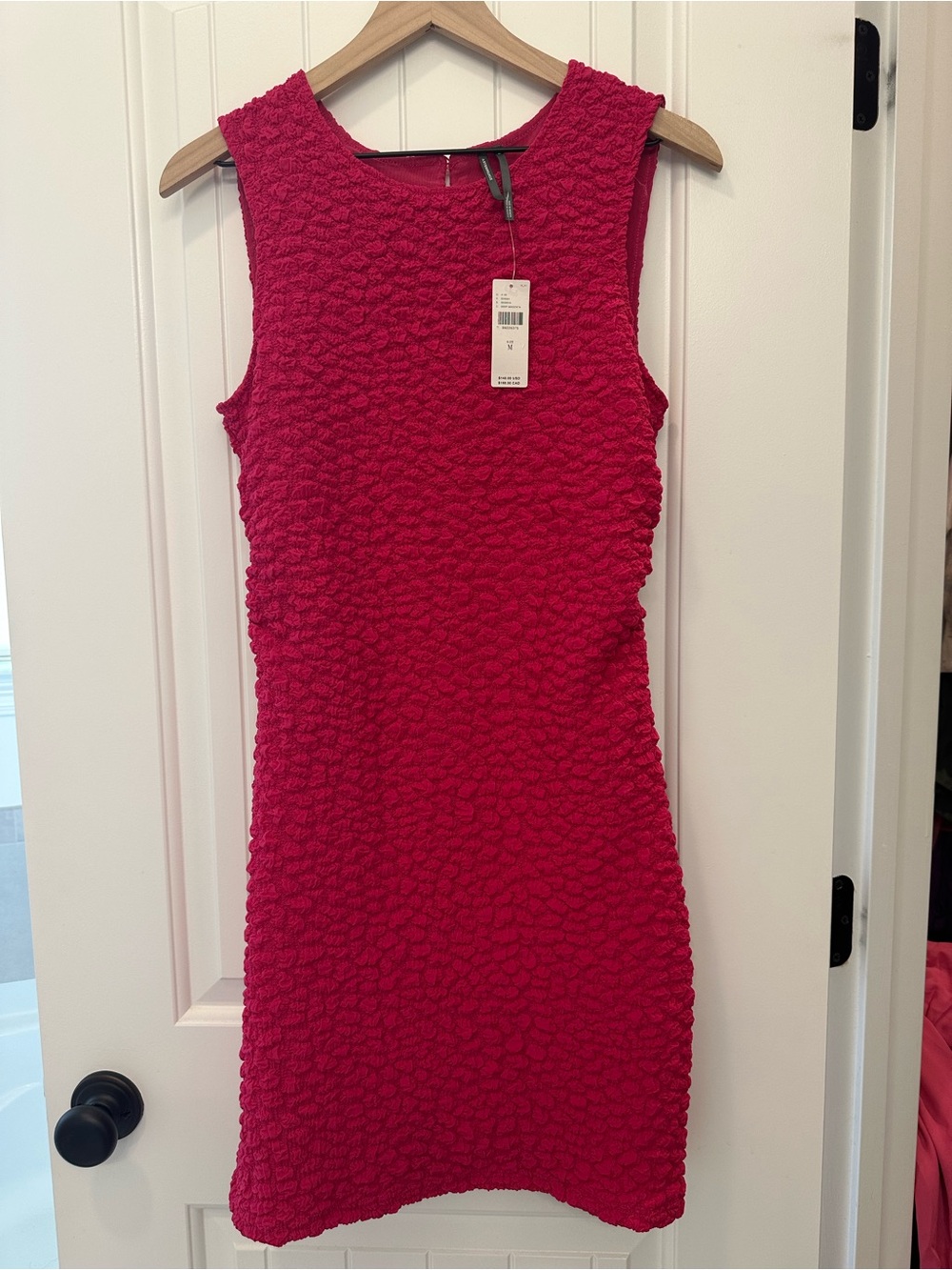 Anthropologie Deep Magenta Textured Floral Sleeveless Dress NWT Size M